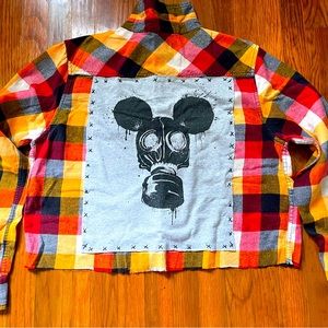 Mouse and Gas Mask Flannel Shirt One Of A Kind
